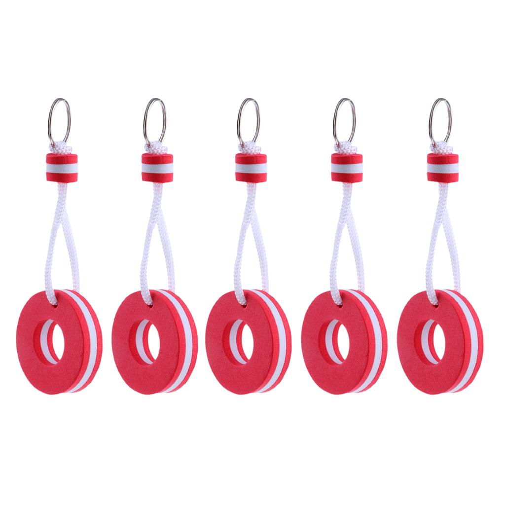 5 Pieces Yachting Boating Kayak Floating Key Chain Key Ring - Buoy Shape Red