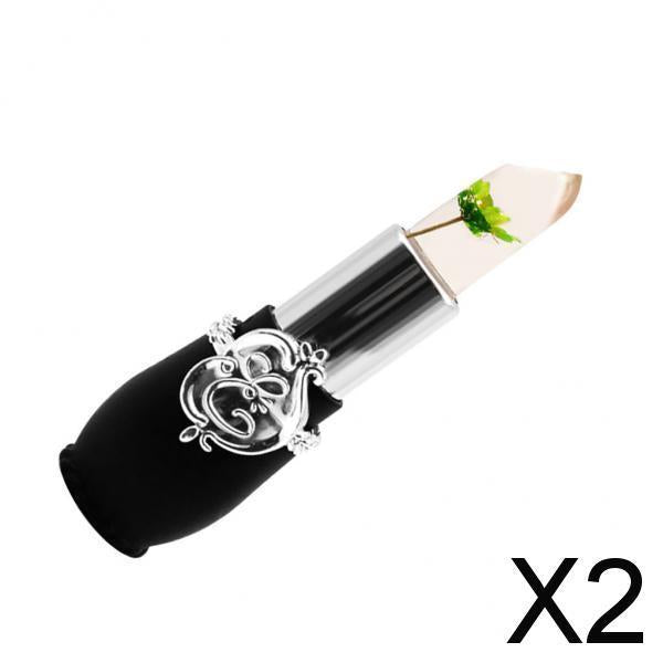2xJelly Flower Lipstick Lasting Temperature Changing Lip Balm Green Flower