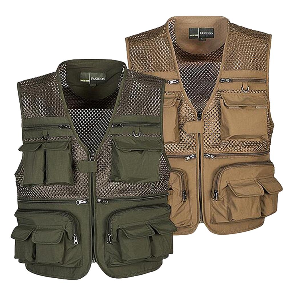 2pcs Multi Pocket Photography Fishing Mesh Vest Outdoor Quick-Dry Jacket