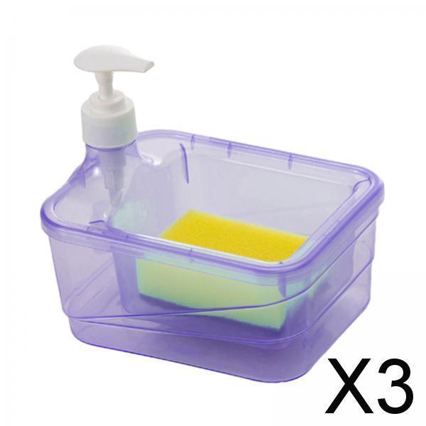 3xSoap Dispenser and Sponge Holder Soap Dispensing Liquid Pump Bottle for Home