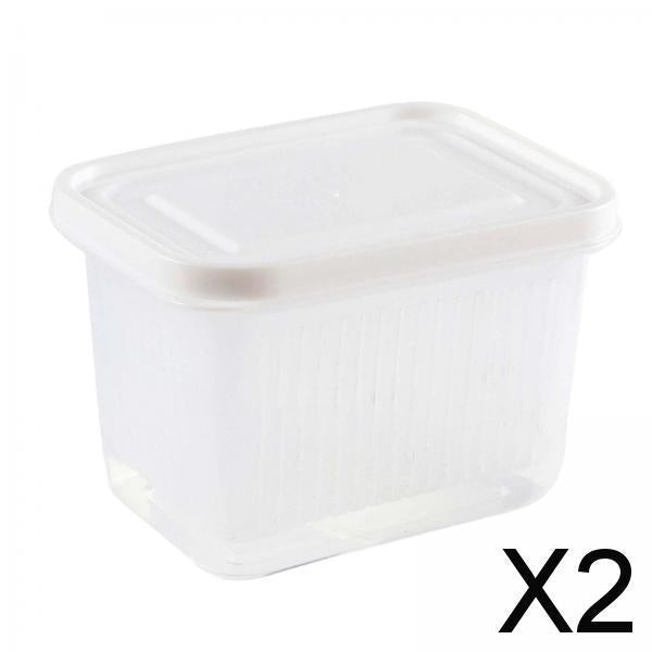 2xFruit Keeper Box Leakproof Kitchen Stackable Non Slip Food Storage Container White