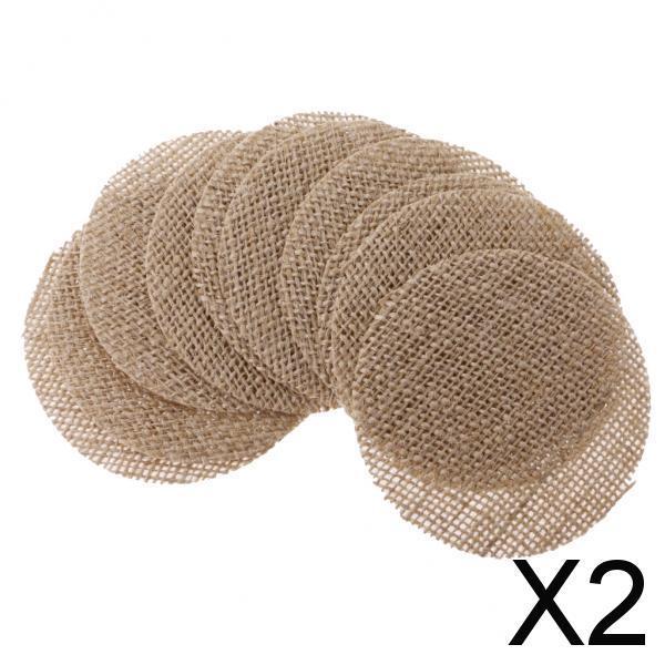 2x10Pieces Rustic Burlap Hessian Jute Round Pieces Sewing Craft DIY brown