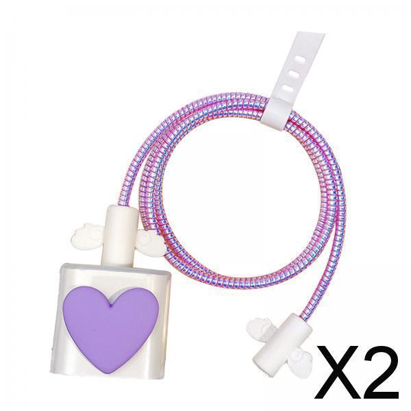 2xCharging Cable Protector Case Cable Accessories Charging Cord Protector Violet