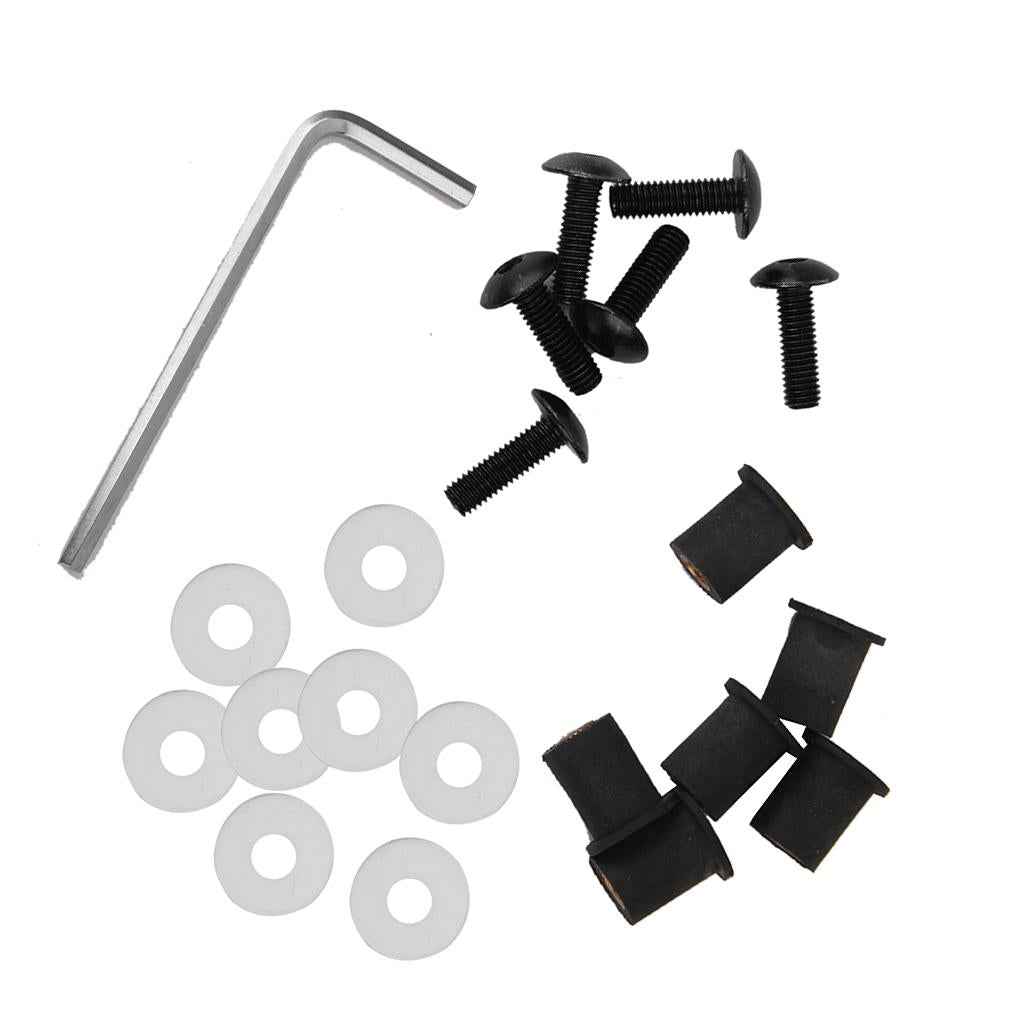 5mm Fairing Windscreen Screw Bolt Kit Windshield Mounting Nuts Black
