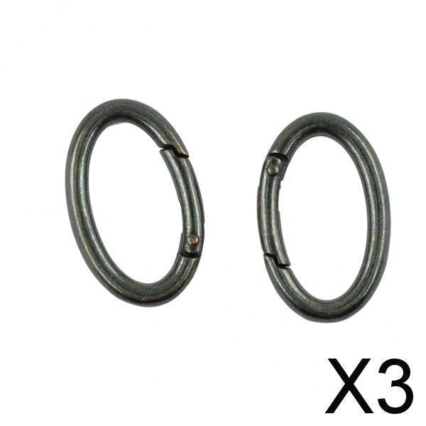 3x4pcs Vintage Copper Alloy Oval Spring Snap Hooks Clip For Handbag Strap