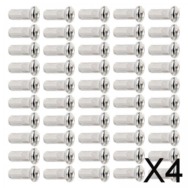 4x50Pcs Bike Spoke Nipples Spoke Decoration End Tips Nipples Bicycle Spoke Cap 12mm  14G Argent  