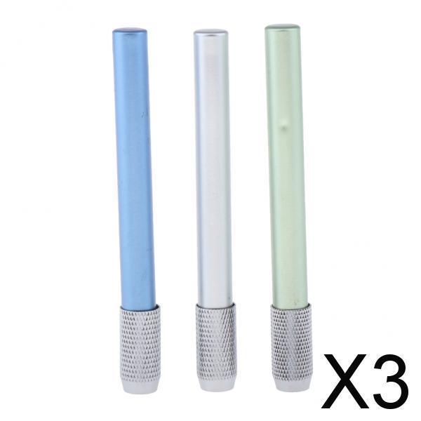 3xAssorted Colors Pencil Lengthener Pencil Extender Holder silver+blue+green