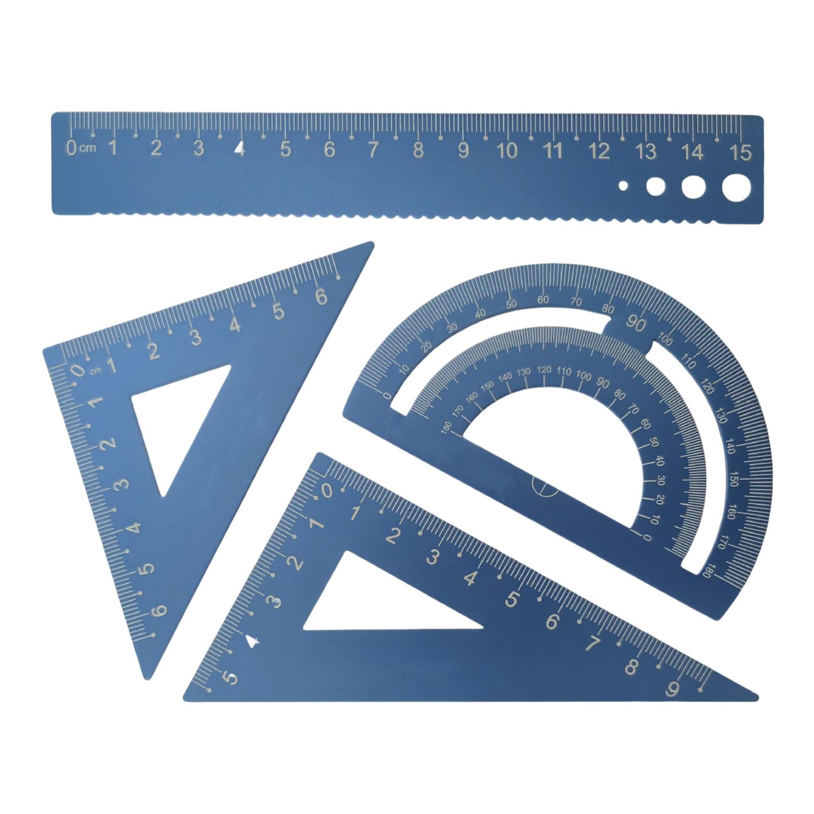 Math Geometry Kit Compass Set Triangle Right Angle Ruler Ruler for Drawing blue