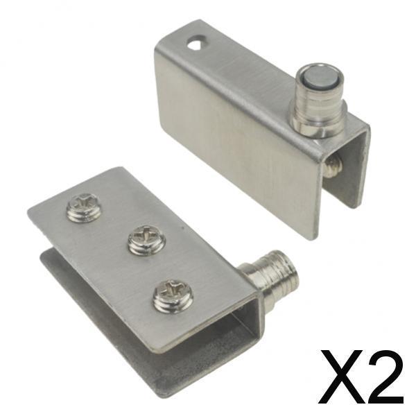 2x2PCS Stainless Steel Door Glass Pivot Clamps Cabinet Door Hinge M