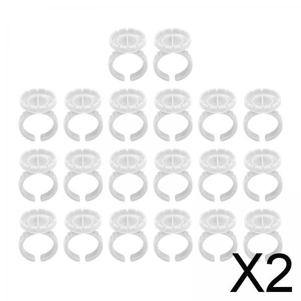 2x100x Glue Rings Lash Glue Cups for Tattoo Volume Lash Makeup White