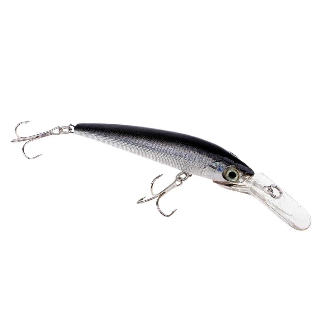 Minnow Fishing Lure Hard Baits Crankbait Hook Tackle Lure Treble Hook Black Silver