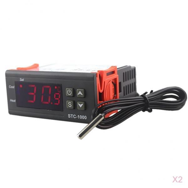 2x STC-1000 AC/DC 220V/10A LED Temperature Controller Thermostat+Sensor