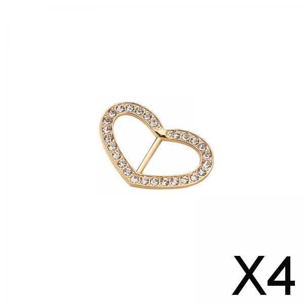 4xRibbon Slider DIY Bridal Chic Craft Rhinestone Buckle for Belt Hairbow Girls Aureate Heart 