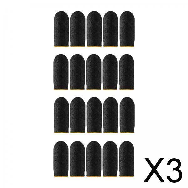 3x20 Pieces Gaming Finger Sleeves Anti Sweat Breathable Cover for Mobile Game Yellow  