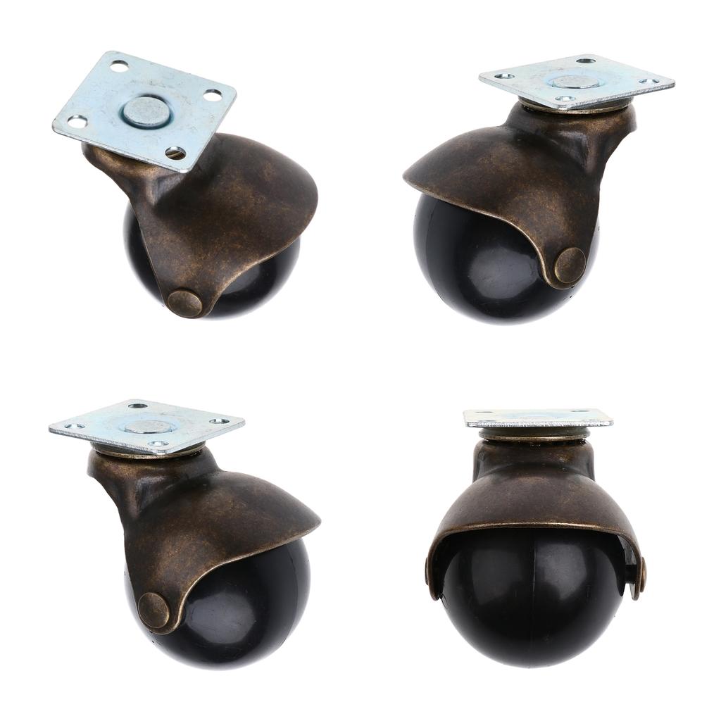 4 Pcs 2'' Swivel Ball Caster PP Wheels with Brake Lock Screw-in Universal