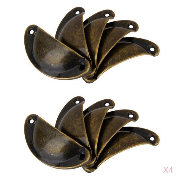 40Pcs Antique Bronze Door Cabinet Knob Drawer Shell Brass Pull Handle Cup