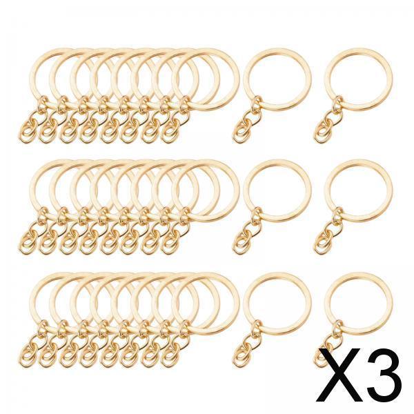 3x30x Keyring Blanks Key Chains Findings Split Rings 4 Link 25mm_Rose Gold