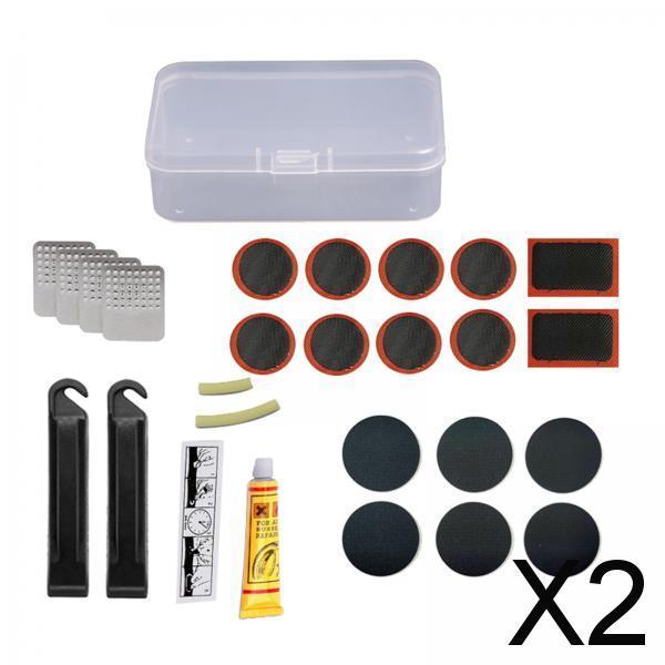 2xPlastic Bike Flat Tire Repair Kit for Bicycle Inner Tube for Motorcycle 35pcs