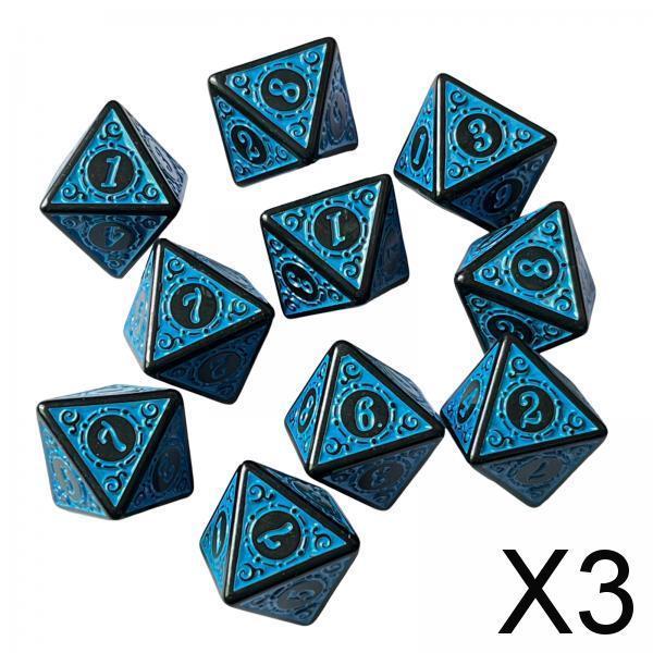 3x10Pcs 15mm Dices Acrylic Party Game Dices 8 Sided Dices Set for Party KTV Blue