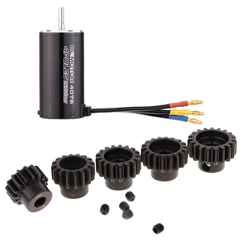 2000KV Sensorless Brushless Motor+M1 5mm 15T-19T Pinion Gear for 1/8 RC Car