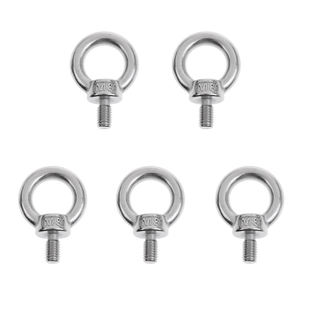 5 Pieces M8 Stainless Steel DIN 580 Machine Shoulder Lift Eye Bolt Marine