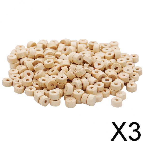 3x1000 Pieces Unfinished Wooden Rondelle Spacer Beads Jewelry Charms 5.5x3mm