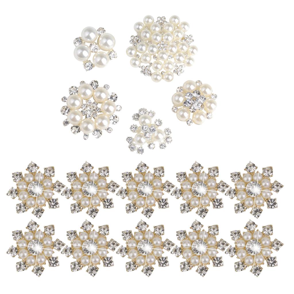 20Pcs Mixed Faux Pearl Flower Buttons for Craft Wedding Dress Embellishments