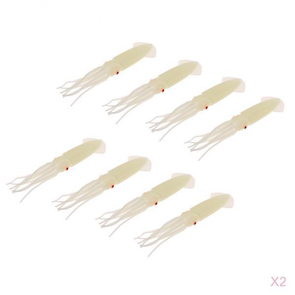 16pc Squid Lure Skirt Luminous Bait Saltwater Soft Fishing Lures Accessories