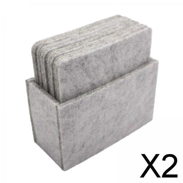 2x8pcs Felt Coaster Cup Mat Pad Insulated Placements  Light Gray Square