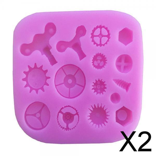2xSilicone Fondant Cake Mold Sugarcraft Cake Decorating Mould Gear Screw Shape