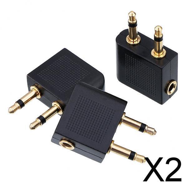 2x3 Pack Aircraft Plug Conversion Jack for Headphones Golden Plated Universal