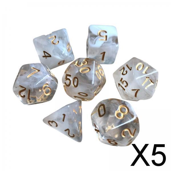 5x7Pcs Polyhedral Dice Party Role Playing Game Dice Game White