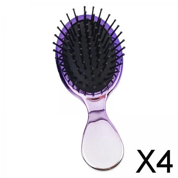 4xHair brush comb Wet Dry Hairs Types Girls Women Purple Silver 