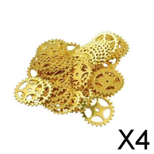 4x50 Pieces Gold Antique Steampunk Gears Charms for Crafting Jewelry Making