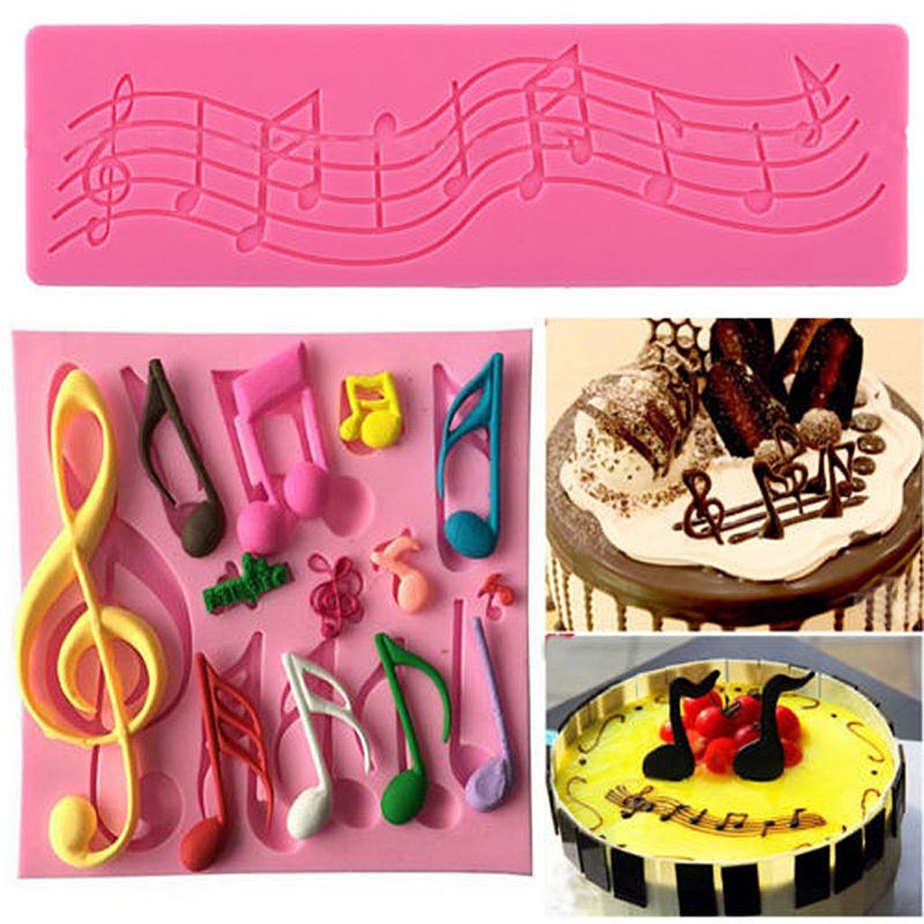 2Pcs/Set Multi Music Note Lace Silicone Mold Fondant Mat Cake Decor Tool