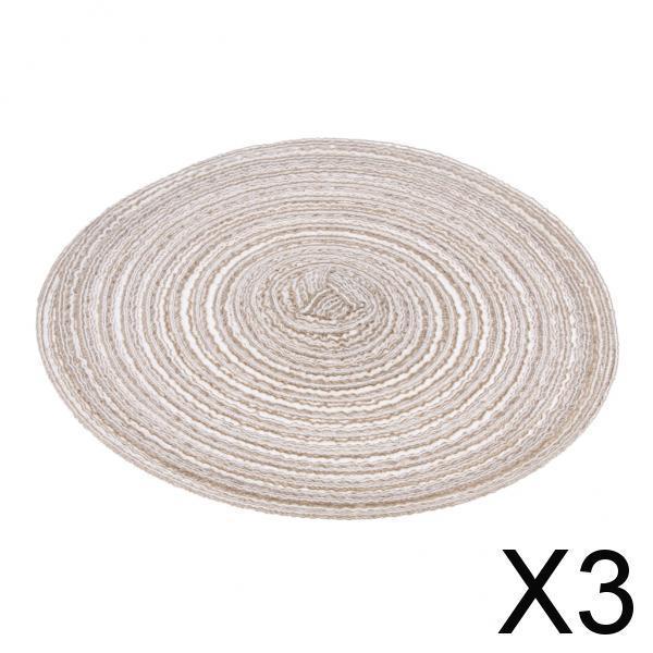 3x18cm Hand Knitting Ramie Table Round Placemat Thermal Insulation Mat Coffee