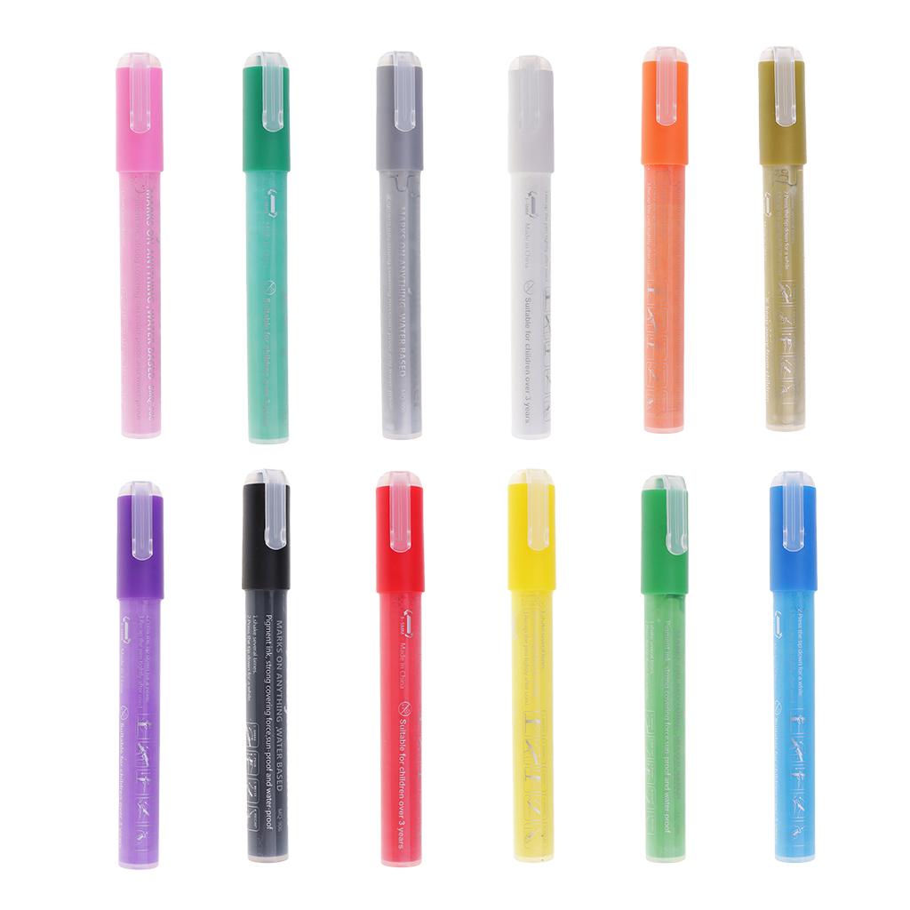 12 Colors Acrylic Paint Markers Pen Art Permanent Paint Marker Pens Set