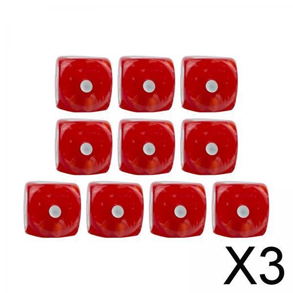 3x10x 6 Sided Dices Set Playing Dices Game Dices for KTV Role Playing Game Red