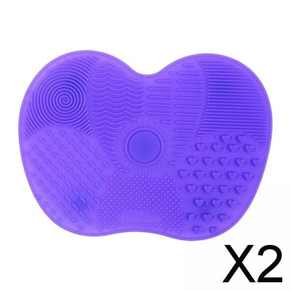 2xPortable Brush Cleaner Pad Foldable Professional Reusable Scrubber Mat Light Purple