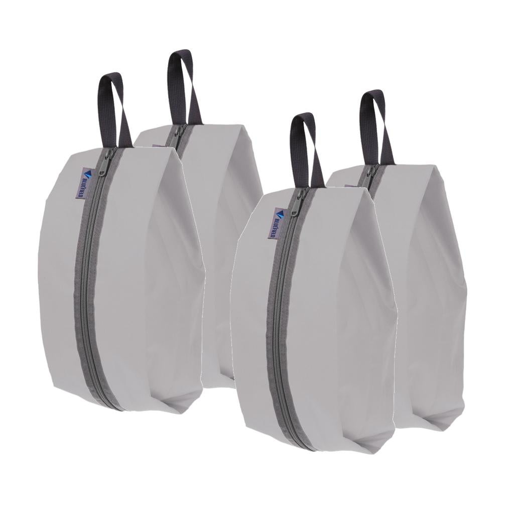4 Pieces Waterproof Laundry Shoes Storage Pouch Portable Zip Tote Bag Grey