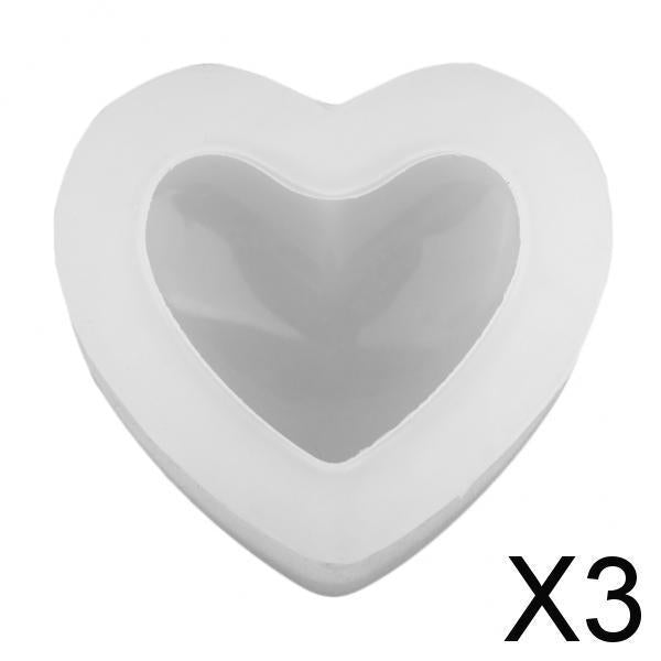 3xHeart Silicone Molds Resin Casting Moulds Jewelry Making Tools 5.5x4.5x2.9cm