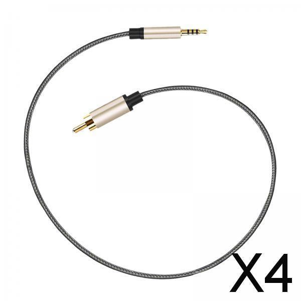 4xAudio Cable 3.5mm to Male RCA Adapter Nylon Braided for Tablet Speaker 2m