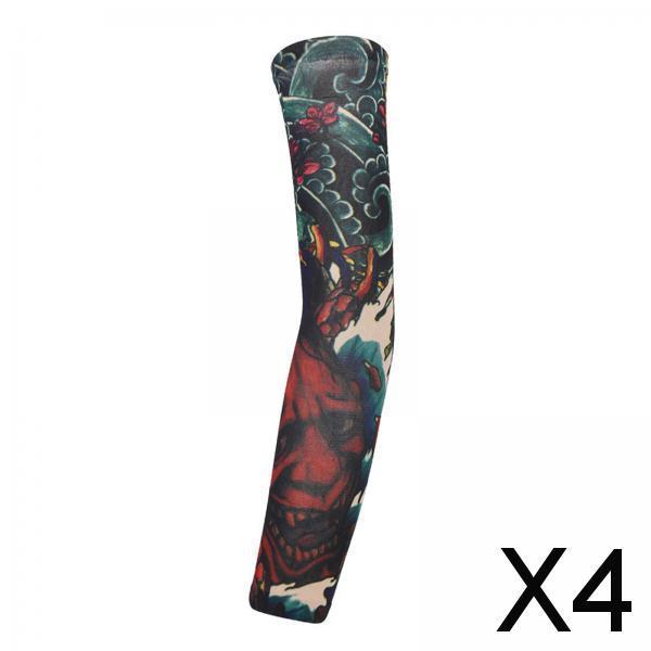 4xUnisex Cooling Arm Sleeves Tattoo Cover up for Walking Basketball Tennis I