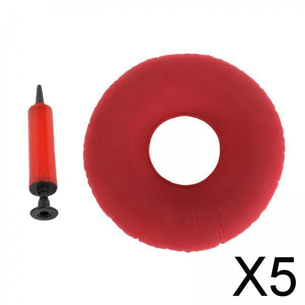 5xInflatable Donut Cushion Bed Sores Seat Pad 15'' for Pregnancy Postpartum Red