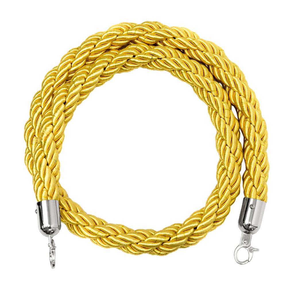 Queue Twisted Barrier Rope with Hooks for Crowd Control Stanchion Yellow 3M