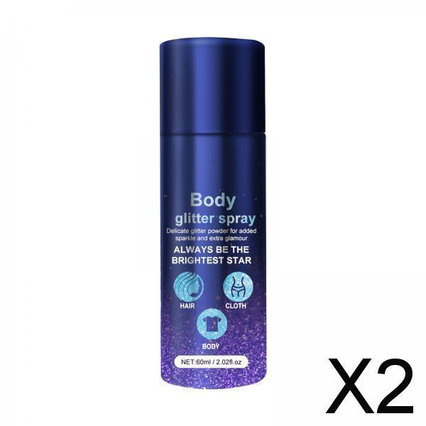 2xBody Glitter Spray Quick Drying Body Shiny Spray for Festival Rave Nightclub