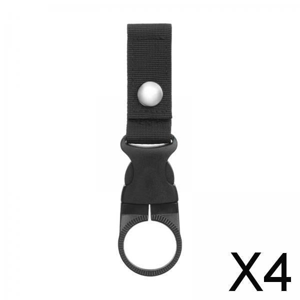4xBottle Hanging Buckle Clip Water Bottle Ring Holder Keychain Belt for Hiking Black