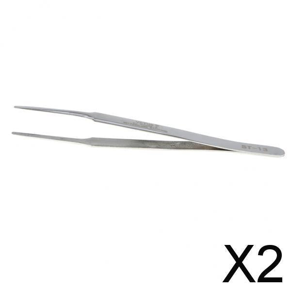 2xPrecision Stainless Steel Tweezers for Phone Repair Tool Narrow Round Head