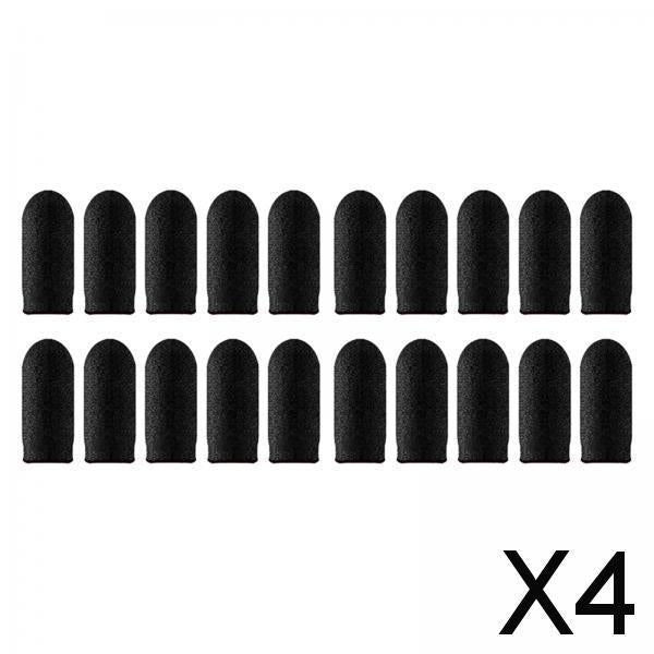 4x20 Pieces Gaming Finger Sleeves Anti Sweat Breathable Cover for Mobile Game Black