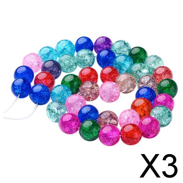 3x10mm Glass Crackle Beads Round Glass Beads for DIY Jewelry Making
